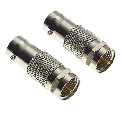 Afbeelding van BNC Socket Naar F Type Plug Adapter 75 Ohm Vernikkeld Messing Lichaam RF Coax Connector Male Female Voor radio antenne En Video toepassingen Coaxiale Coupler Converter Pak Van 2