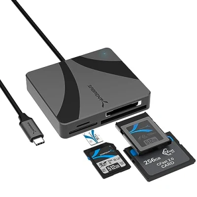 Afbeelding van SABRENT CF Express type B Kaartlezer, Steun SD/Micro SD en Cfast, USB C (CR C4PM)
