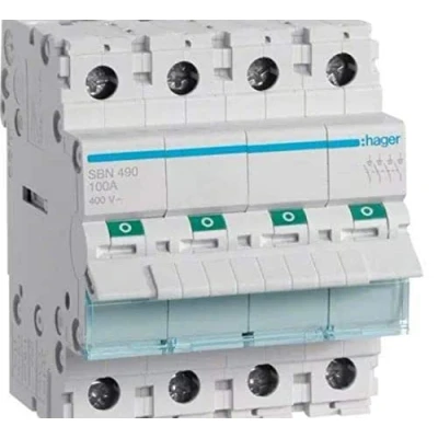 Afbeelding van Hager modulaire lastscheider 4 polig 100 a grijze tuimel sbn490