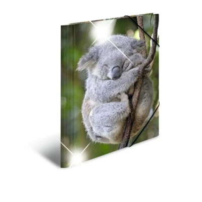 Afbeelding van HERMA 19323 Verzamelmappen A4 dieren koala, 3 stuks, hoekspanner mappen voor kinderen van kunststof met hoogglans look, binnendruk en elastiek, stabiele plastic inslagmappen jongens meisjes