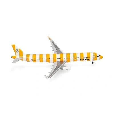 Afbeelding van Herpa vliegtuig model Condor Airbus A321 “Sunshine D AIAD&quot; schaal 1:200 voor verzamelaars, miniatuur deco, metaal zonder onderstel