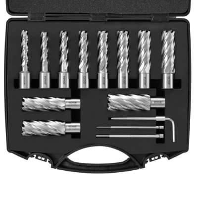 Afbeelding van VEVOR Carrotterfrees, 11 stuks, ringfrees, Weldon, diameter 27 mm, boordiepte 50,8 van snelstaal, HSS accessoires voor magnetische boormachines, metalen boren