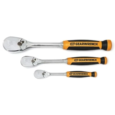 Afbeelding van GearWrench 81207T ratelset met 1/4 inch, 3/8 1/2 inch aandrijving, 90 tanden, 3 delig