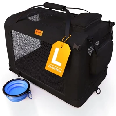 Afbeelding van PetProved Hondenreiskrat Hondendrager Kattendrager Grote Huisdierendrager voor Medium Honden Puppy Carrier Zachte Stof Hond Auto Krat Opvouwbaar
