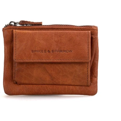 Afbeelding van Spikes &amp; Sparrow Sleuteletui / Sleutelhouder Sleuteltasje Met Rits Leer Minnesota Cognac