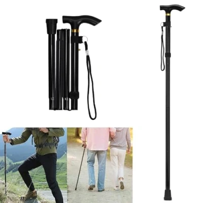 Afbeelding van wandelstok opvouwbaar, dames in hoogte verstelbaar, heren elegant, aluminium, dames, voor wandelen camping bergbekli