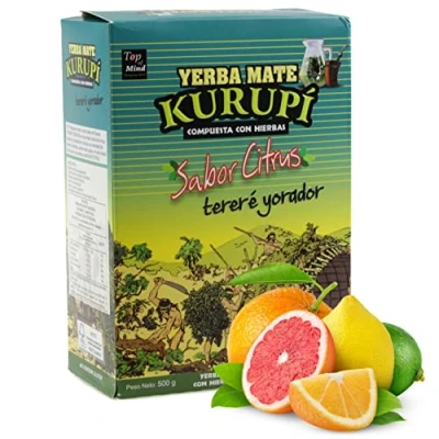 Afbeelding van Yerba Mate Thee Kurupi Citrus 0.5 kg + Gift Sample (40g): Rijk aan antioxidanten en vitamines, versnelt de stofwisseling, suikervrij Paraguay