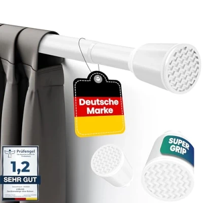 Afbeelding van LOBUX® Gordijnroede zonder boren, wit, 70 120 cm, telescoopstang, gordijn, uittrekbaar, douchestang gordijnstang, douchegordijnstang, kledingstang, klemstang, kattennet