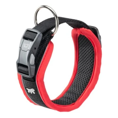 Afbeelding van Ferplast Hondenhalsband GENIUS C20/43, reflecterend, ademend, verstelbaar, snelsluiting, magnetische sluiting, halsband voor middelgrote honden, zachte voering, rood