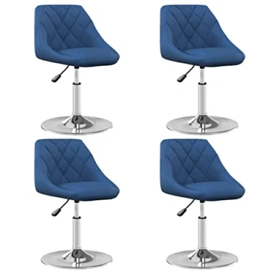 Afbeelding van vidaXL Eetkamerstoelen draaibaar 4 st fluweel blauw