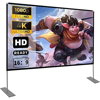 Afbeelding van Projectiescherm met standaard 100 inch HD 4K outdoor indoor projector scherm snel opvouwbaar draagbaar filmscherm 16: 9 Full Set tas voor thuisbioscoop, camping en vrijetijdsevenementen