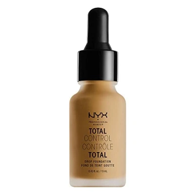 Afbeelding van NYX Professional Makeup Total Control Drop Foundation, nauwkeurige dosering, opbouwbare dekking, langdurig, veganistische formule, matte afwerking, kleur: caramel