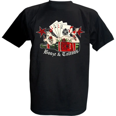Afbeelding van King Kerosin T Shirt Booze and Tattoos schwarz S