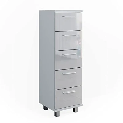 Afbeelding van Vicco Badkamerkast Ilias, Wit Hoogglans/Wit, 30 x 95 cm