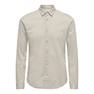 Afbeelding van Only &amp; Sons Robin Stretch NOOS Zakelijk overhemd, Heren, Maat: XS, Moonstruck