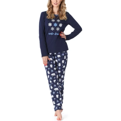 Afbeelding van Merry Style Dames Pyjama Lange mouwen broek Katoen MS MS10 169 PJ Donkerblauw Beer L