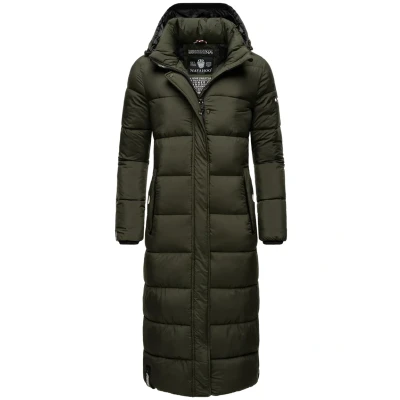 Afbeelding van Navahoo Isalie Winterjas voor dames, warme gewatteerde jas, lang, met afneembare capuchon, XS 3XL, dark olive, 3XL
