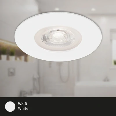 Afbeelding van Briloner Leuchten LED inbouwspots, set van 3, plafondlampen niet dimbaar, elk 5W, 3.000 K, IP44, wit Ø9 cm
