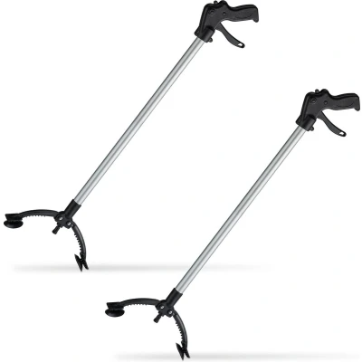Afbeelding van Relaxdays 2x grijper afvalgrijper grijpstok grijphulp grijparm 88 cm aluminium