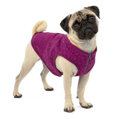 Afbeelding van Kurgo Core hondentrui, het hele jaar door trui voor honden, hondenfleece vest, gebreide fleece huisdierjas, voering, lichtgewicht, ritssluiting harnas, verstelbare hals, paars, klein