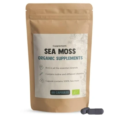 Afbeelding van Cupplement Sea Moss 60 Capsules Biologisch 500 MG Per Capsule Superfood Supplementen Voeding Geen Gel, Poeder, Gummies of Irish Zee Mos Vitamines Mineralen Zeewier Seamoss Seaweed