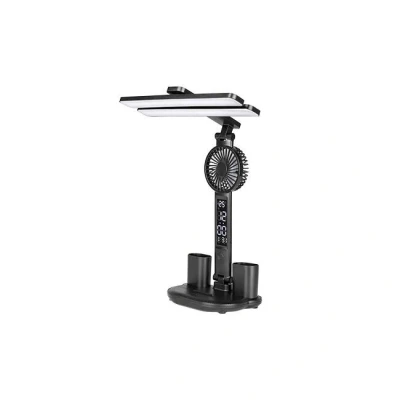 Afbeelding van LED dimbare bureaulamp CCT Met ventilator en klok