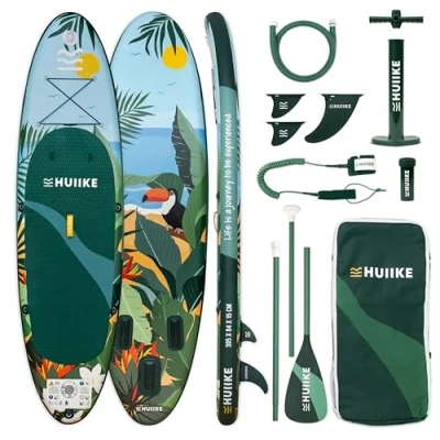 Afbeelding van HUIIKE Stand Up Paddle Board met Accessoires, Peddel, Vinnen, Pomp. Opblaasbaar Supboard Uitstekende Stabiliteit en Weerstand. 305 x 84 15 cm, Maximaal Draagvermogen 130 kg