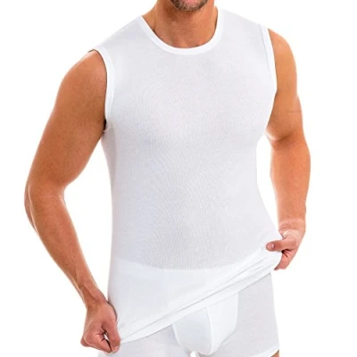Afbeelding van HERMKO 3040 Tanktop voor heren, verpakking van 3 stuks, met ronde hals, 100% biologisch katoen, wit, 4XL