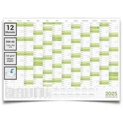 Afbeelding van Kalenderoutlet DIN A0 wandkalender 2025 jaarplanner XXL gevouwen, zeer grote kalender Duits talig