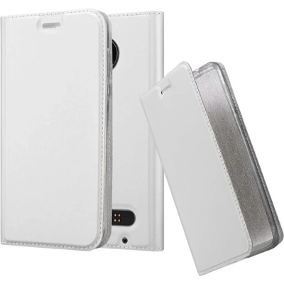 Afbeelding van Cadorabo Hoesje geschikt voor Motorola MOTO Z2 PLAY / FORCE in CLASSY ZILVER Beschermhoes met magnetische sluiting, standfunctie en kaartvakje Book Case Cover Etui