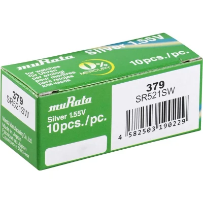 Afbeelding van Murata SR521SW PBWW knoopcel 379 zilveroxide 16 mAh 1,55 V 10 stuks