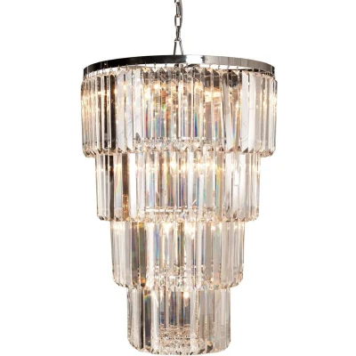 Afbeelding van Clayre &amp; Eef Kroonluchter Ø 65x96 cm Transparant Ijzer Glas Hanglamp