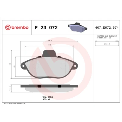 Afbeelding van Brembo Remblokset P 23 072