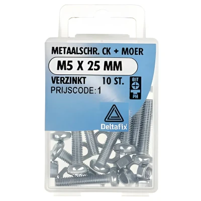 Afbeelding van Deltafix Metaalschroef verzinkt CK + Moer M5 x 25 mm 10 stuks