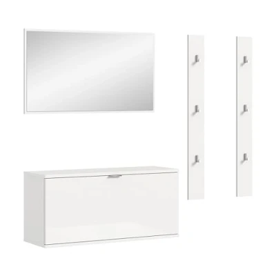 Afbeelding van ProjektX garderobe opstelling 3 delen wit hoogglans.