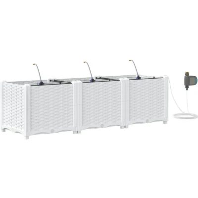 Afbeelding van vidaXL Tuin Plantenbak Wit Kunststof 120 x 40 37,5 cm Plantenbakken