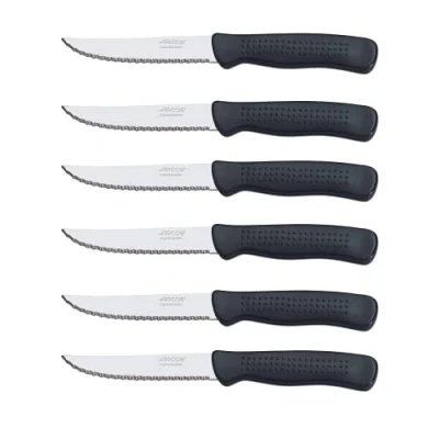 Afbeelding van Arcos Serie 705500 Steakmessen, handvat van polypropyleen, lemmet 110 mm, vaatwasmachinebestendig, zwart, 6 stuks