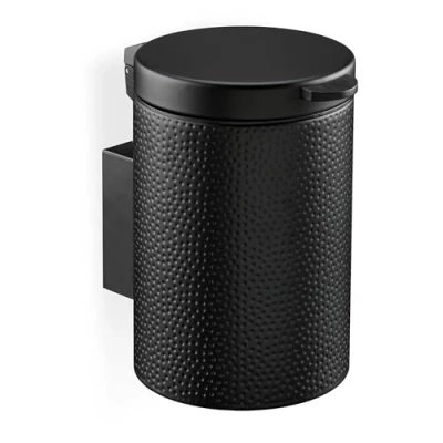 Afbeelding van Relaxdays badkamer prullenbak 3 liter hangend softclose rond staal voor wc zwart