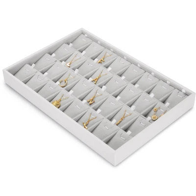 Afbeelding van Oirlv 32 Grids fluwelen stapelbare sieradenlade voor lange ketting, grote kettinghanger, organizer sieradenopslag