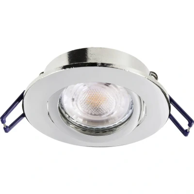 Afbeelding van Deko Light Samsola plafond inbouwlamp, glanzend zilver, Ø 8 cm, metaal