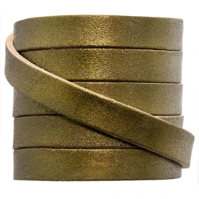 Afbeelding van DQ Leer Plat (10 x 2 mm) Metallic Khaki Green (1 Meter)