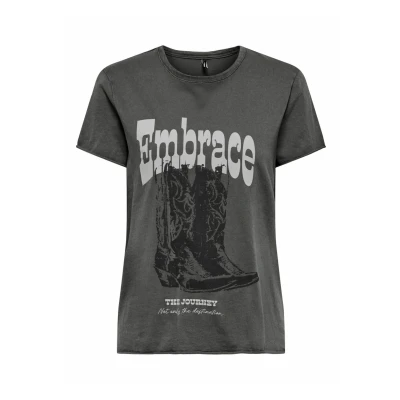 Afbeelding van ONLY Onllucy LIFE REG S/S JRS NOOS Tshirt print, Dames, Maat: XS, Gunmetal