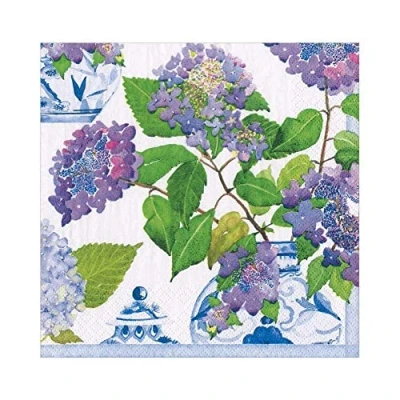 Afbeelding van Caspari Hortensia&#039;s en porseleinen papieren lunchservetten, 20 per verpakking