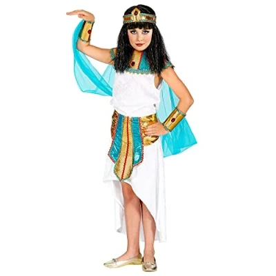 Afbeelding van Widmann Egypte Kostuum Hatsjepsoet Egyptische Farao Koningin Meisje Blauw, Wit / Beige, Goud Maat 116 Carnavalskleding Verkleedkleding