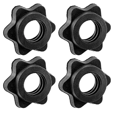 Afbeelding van Folewr 4 stuks halterstang moer antislip zeskantmoer spinlock halsbanden vervanging lange halter bar zeshoek moeren voor halterstangen training barbell