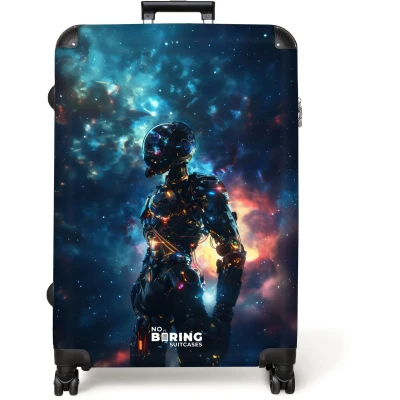 Afbeelding van NoBoringSuitcases.com® Koffer groot Reiskoffer lichtgewicht Astronaut Ruimte Sterrenhemel Rolkoffer met 4 wielen Grote trolley XL 98 liter bagage