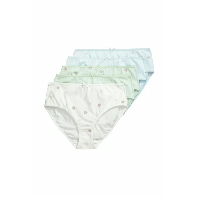 Afbeelding van Ulla Popken Grote maten plus size midislips, 5 pack, bloemen/effen, blauw, 66 68