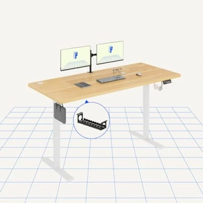Afbeelding van FLEXISPOT Elektrisch Staande Bureau 180x80cm Zit Stand Tafel Hoogte Verstelbaar met Haak voor Thuiskantoor, Esdoorn