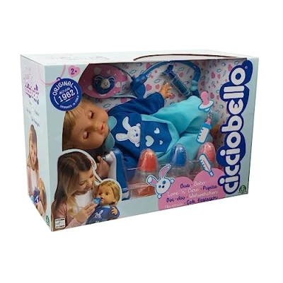 Afbeelding van Cicciobello Bua, interactieve pop met accessoires, spelletjes voor kinderen van 2 jaar, verzorgingsaccessoires zoals thermometer en stethoscoop, gebruik de fopspeen om te stoppen