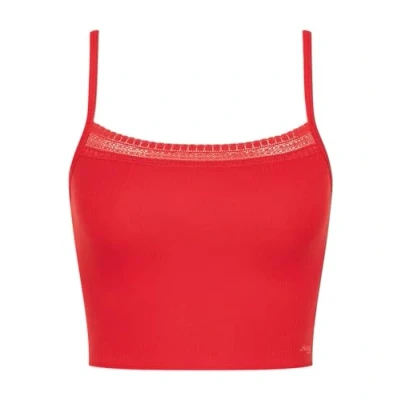 Afbeelding van Sloggi Dames Go Ribbed Crop Top Pyjamabopje, campari, M